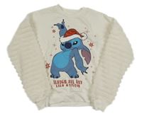 Bílá mikina se Stitchem s chlupatými rukávy Disney