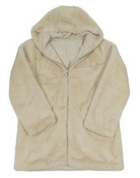 Smetanová kožešinová podšitá bunda s kapucí Dunnes Stores 