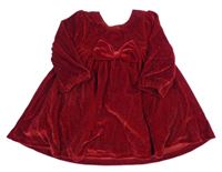 Červené zamatové šaty s mašlou Matalan