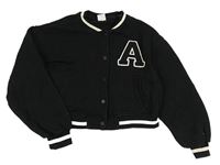 Čierna baseballová crop mikina s písmenkom a nápismi ZARA