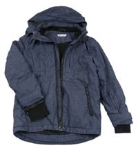 Tmavomodrá melírovaná šusťáková zateplená bunda s kapucí H&M