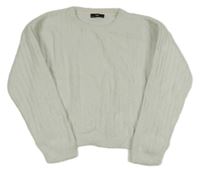 Smotanový chlpatý rebrovaný sveter C&A vel. 176