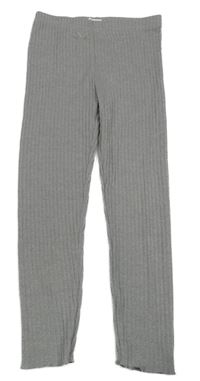 Sivé melírované rebrované úpletové legíny