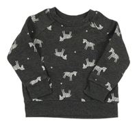 Tmavosivá mikina so zebrami Primark