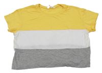Žlto-bielo-sivé crop tričko H&M