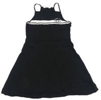 Čierne šaty s pruhmi a nápisom H&M