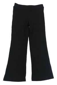 Čierne rebrované flare nohavice H&M