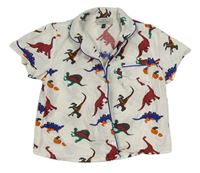 Bílo-modrá košile s dinosaury 
