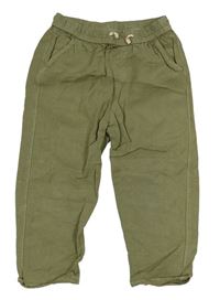 Khaki ľanové nohavice Zara