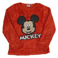 Červená chlpatá mikina s Mickeym Disney