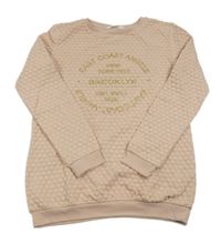 Světlerůžová vzorovaná dlouhá mikina s nápisem H&M