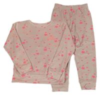 Světlerůžové hvězdičkované plyšové pyžamo Jeff&Co