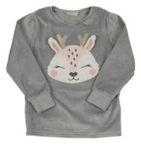 Sivá plyšová mikina so srnkou C&A