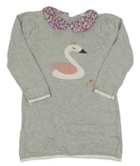 Sivé svetrové šaty s labuťou a golierikom M&Co