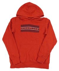 Červená mikina s nápisom a kapucňou Jack&Jones
