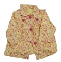 Žltá šušťáková jarná bunda s kvietkami