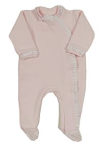 Svetloružový prešívaný overal s volánikmi