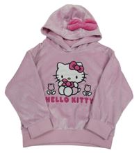 Svetloružová plyšová mikina s Kitty a kapucňou