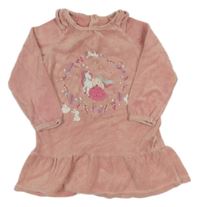 Svetloružové zamatové šaty s princeznou a jednorožcom Sergent Major