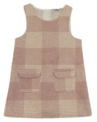 Ružovo-smotanové kockované vlnené šaty F&F