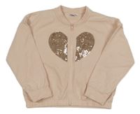 Broskvová prepínaci crop oversize mikina so srdíčkem z flitrů Miniconf