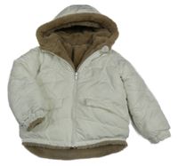 Bílá šusťáková zimní oboustranná bunda s kapucí Okaidi