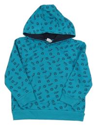 Tyrkysová mikina s míči a kapucí Topolino