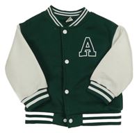 Tmavozeleno-biela baseballová prepínaci mikina s písmenkom Shein