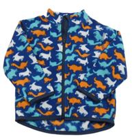 Modro-oranžová fleecová propínací mikina s dinosaury Topomini