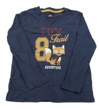 Tmavomodré tričko s nápisom a líškou Lupilu