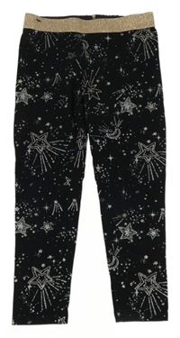 Čierne legíny s kometami a bronzovým pasom George