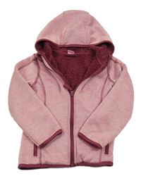 Světlerůžová melírovaná pletená zateplená mikina s kapucí Kiki&Koko