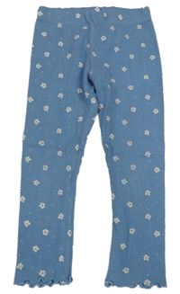 Modré rebrované legíny s kvietkami LC Waikiki