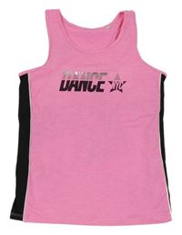 Neónově ružovo-čierny športový top s nápisom C&A