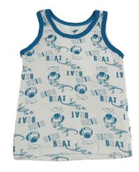 Bílo-modrý nátělník s dinosaury Lupilu