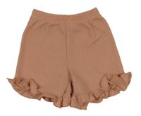 Broskvové vzorované kraťasy s volánikmi