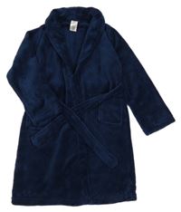 Tmavomodrý chlupatý župan 