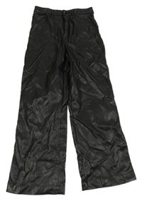Čierne koženkové wide nohavice H&M