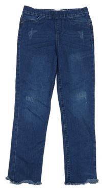Tmavomodré džegíny s vyšúchaním Denim Co.