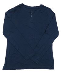 Tmavomodré tričko s gombíky H&M