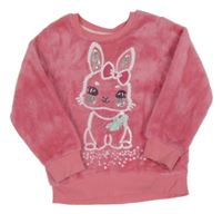 Ružová chlpatá mikina so zajačikom Kids