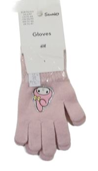 Nové - Světlerůžové pletené prstové rukavice s Kitty H&M