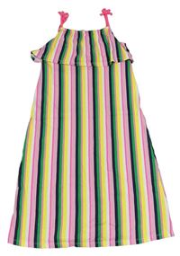Farebné pruhované letné šaty s volánikom George