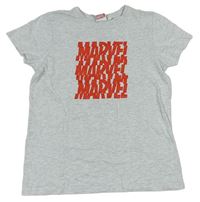 Svetlosivé melírované tričko s logy - MARVEL PRIMARK