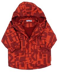 Vínovo-červená vzorovaná šušťáková jesenná bunda s kapucňou