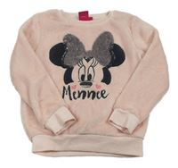 Svetloružová plyšová mikina s Minnie s překlápěcími flitre Disney