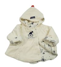 Smetanový sametový zateplený kabátek so škriatkom a kapucňou