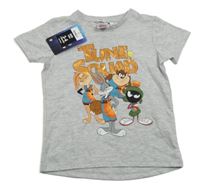 Nové - sivé melírované tričko so SPACE JAM PEP&CO