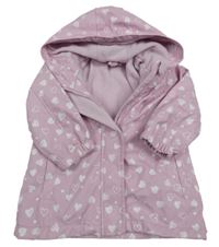 Lila bodkovaná á nepromokavá jarná bunda so srdiečkami a kapucňou Ergee