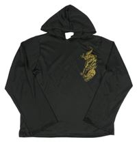 Čierne tričko s čínským drakom a kapucňou